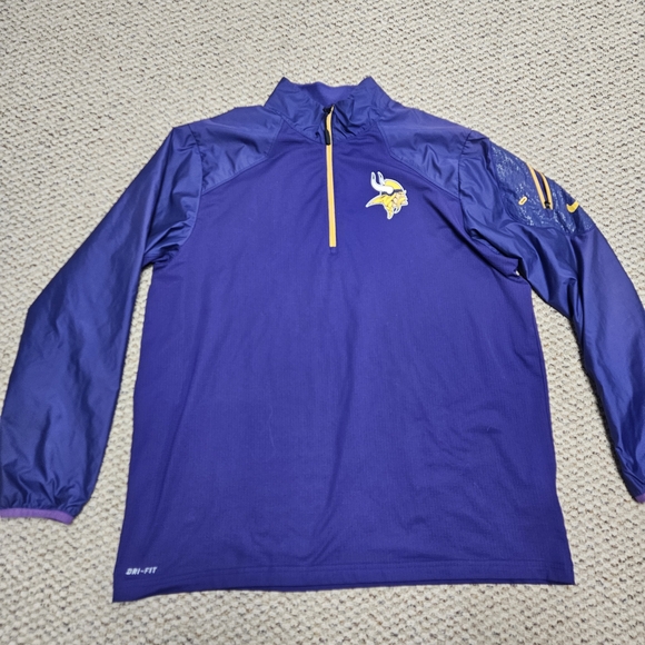 Nike Dry-Fit Men's Minnesota Vikings Purple 1/4 Zip Pullover Jacket - Size XL - Picture 1 of 8